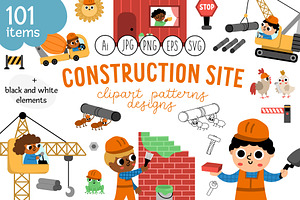 Construction site clipart collection, a Work Illustration by Lexi Claus