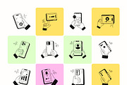 Holding Mobile Doodle Icons, a Solid Icon by Prosymbols (Thumbnail 6 of 10)