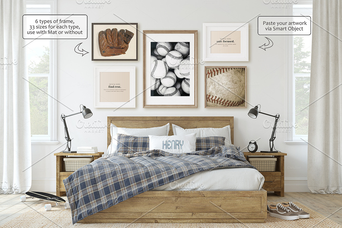 TEENAGER's ROOM Wall&Frame Mockup, a Poster Template by MyHomeMockups (Photo 8 of 12)
