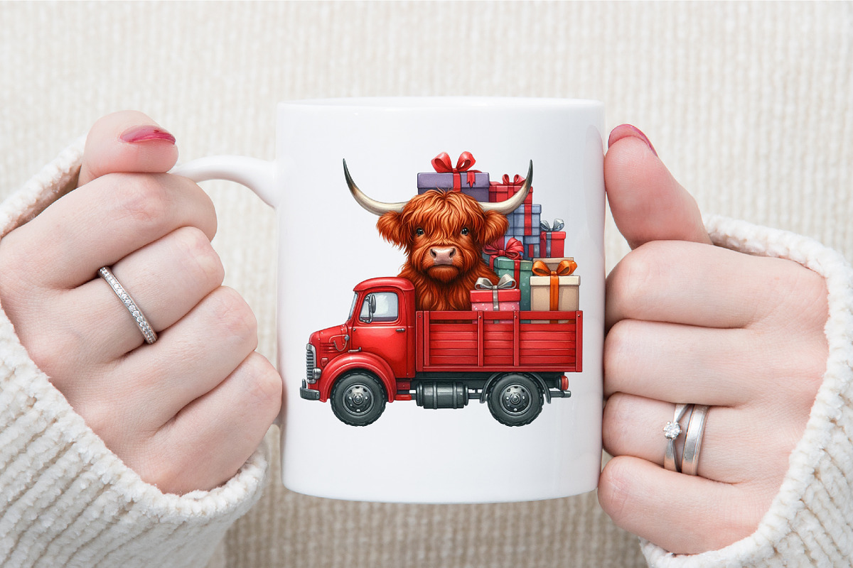 Christmas Gift Box Highland Cow PNG, an Illustration by Sublimation Artist (Photo 5 of 9)