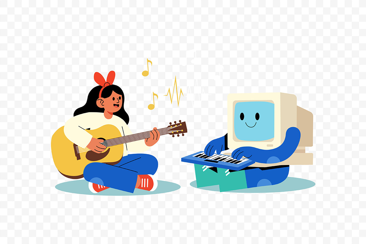 AI Music Creator and Human Artist, a Person Illustration by Partikusi Design (Photo 3 of 3)