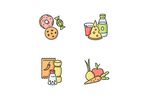 Supermarket Food RGB Color Icons Set