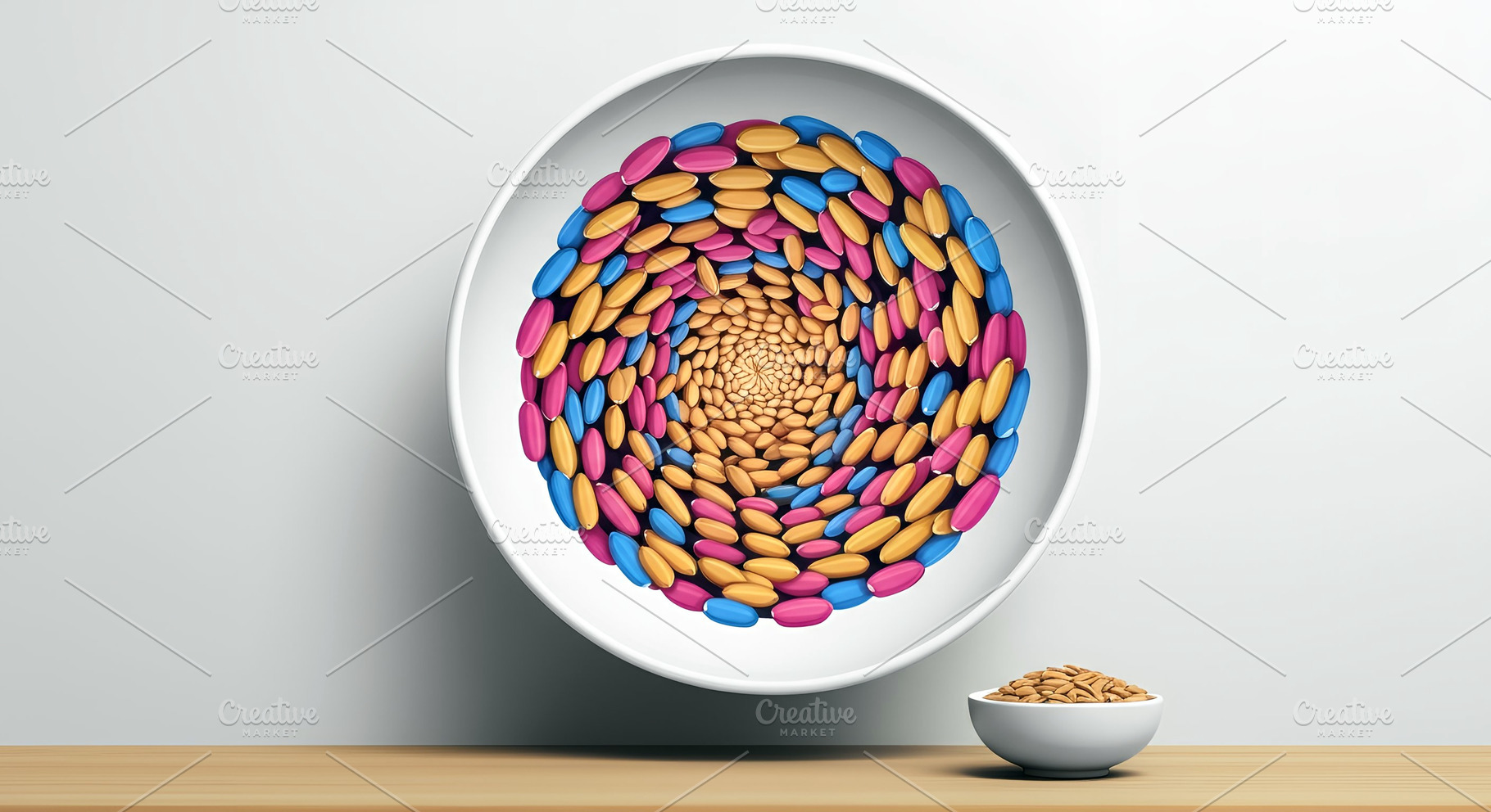 Decorative Bowl with Colorful Seed A, an Architecture Photo by Stock Shape