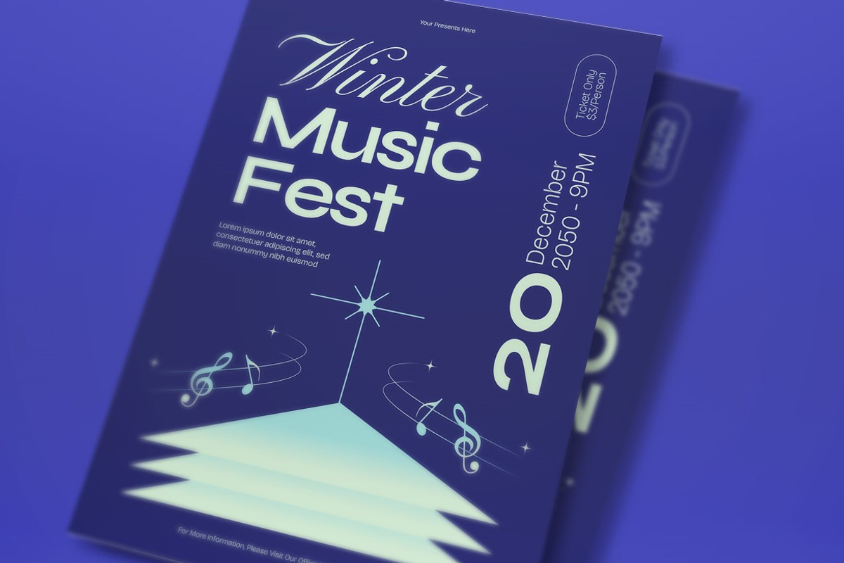 Navy Winter Music Fest Flyer Set, a Flyer Template by graphicook (Photo 4 of 6)