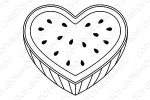 Love of Watermelon Heart Shaped, a Food Illustration by Christos Georghiou