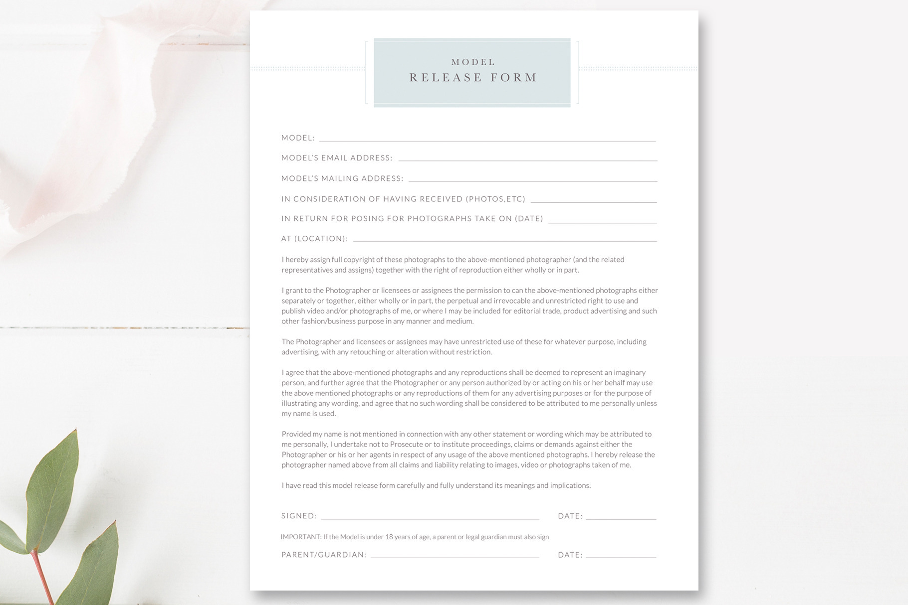 Photography Studio Contract, a Stationery Template by By Stephanie Design