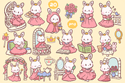 Cute Bunny Clipart PNG Bundle, an Animal Illustration by Blumensdiary (Thumbnail 3 of 11)