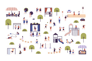 Children playing on the playground, an Education Illustration by Good Studio