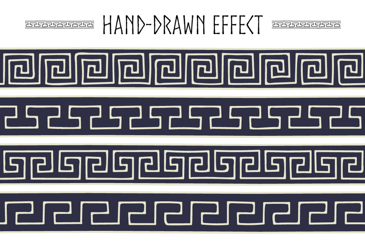 Blue and white greek meander brushes, a Brush Add-On by ekmelica (Photo 3 of 5)