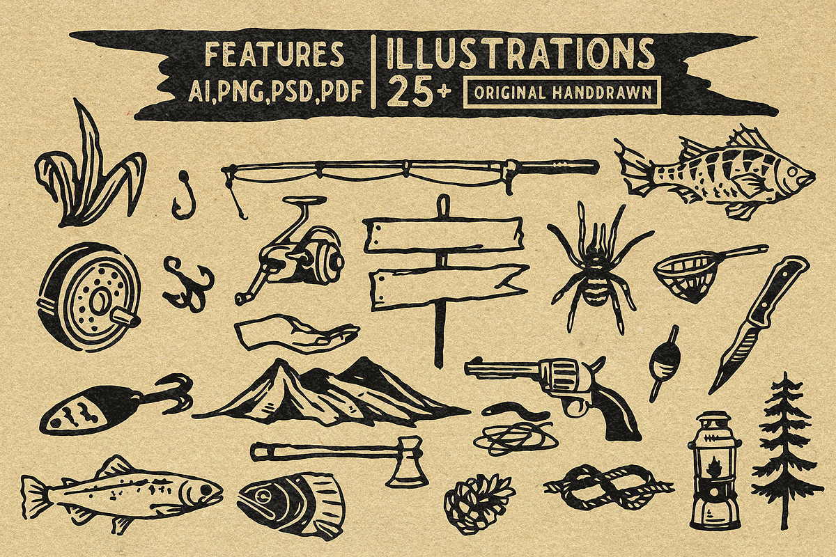 OLD VINTAGE FISHING STUFF VOL 1, an Outline Icon by creatorimage (Photo 1 of 4)