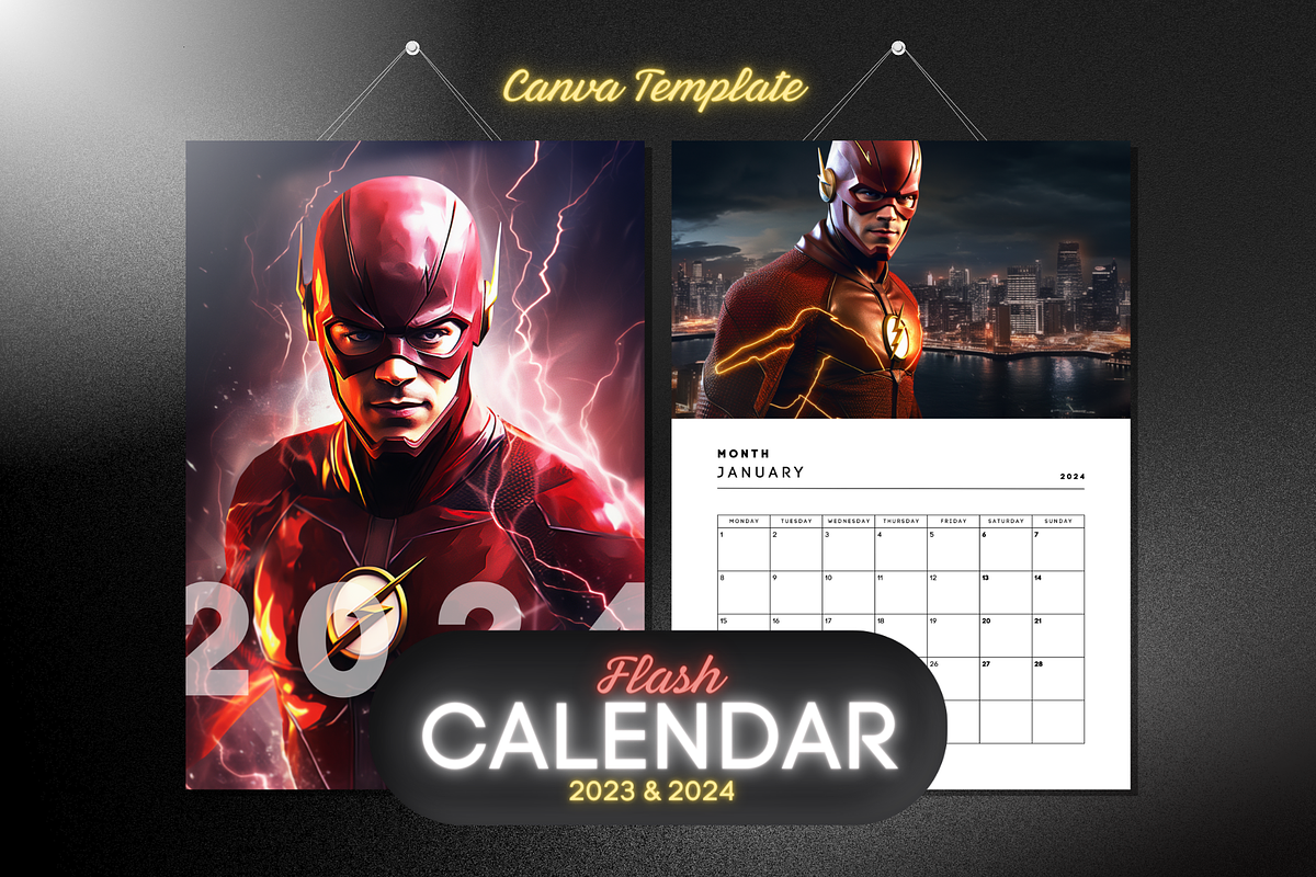 Flash Calendar PDF & Canva Template, a Poster Template by mkStudioLab