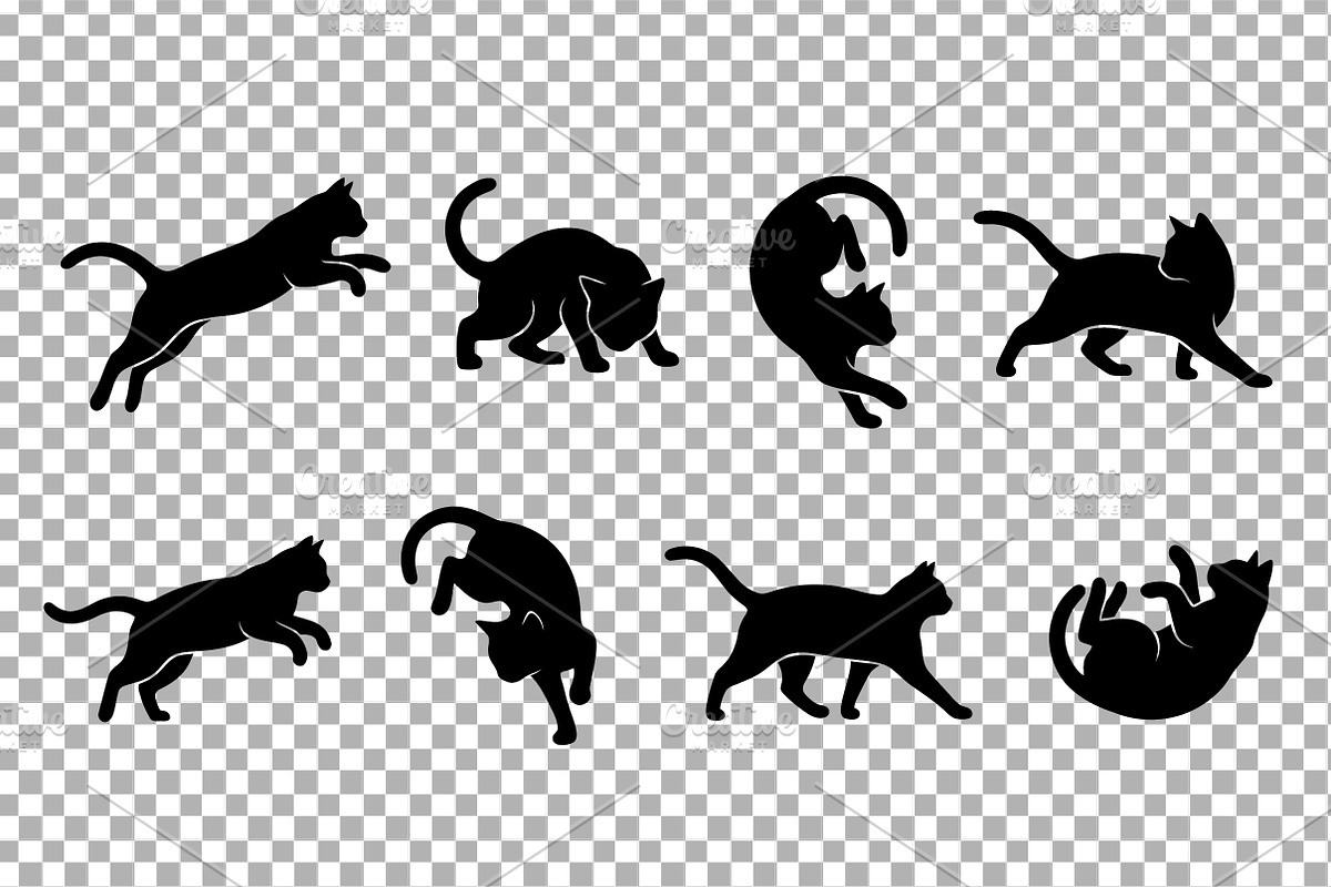 Leaping and Pouncing Cat Silhouettes, an Animal Illustration by Artonix (Photo 2 of 3)