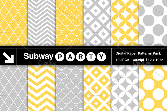 Gray Yellow Retro Geometric Papers preview 3