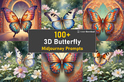 3D Butterfly Midjourney Prompts, a Background Graphic by Design Laz (Thumbnail 1 of 7)