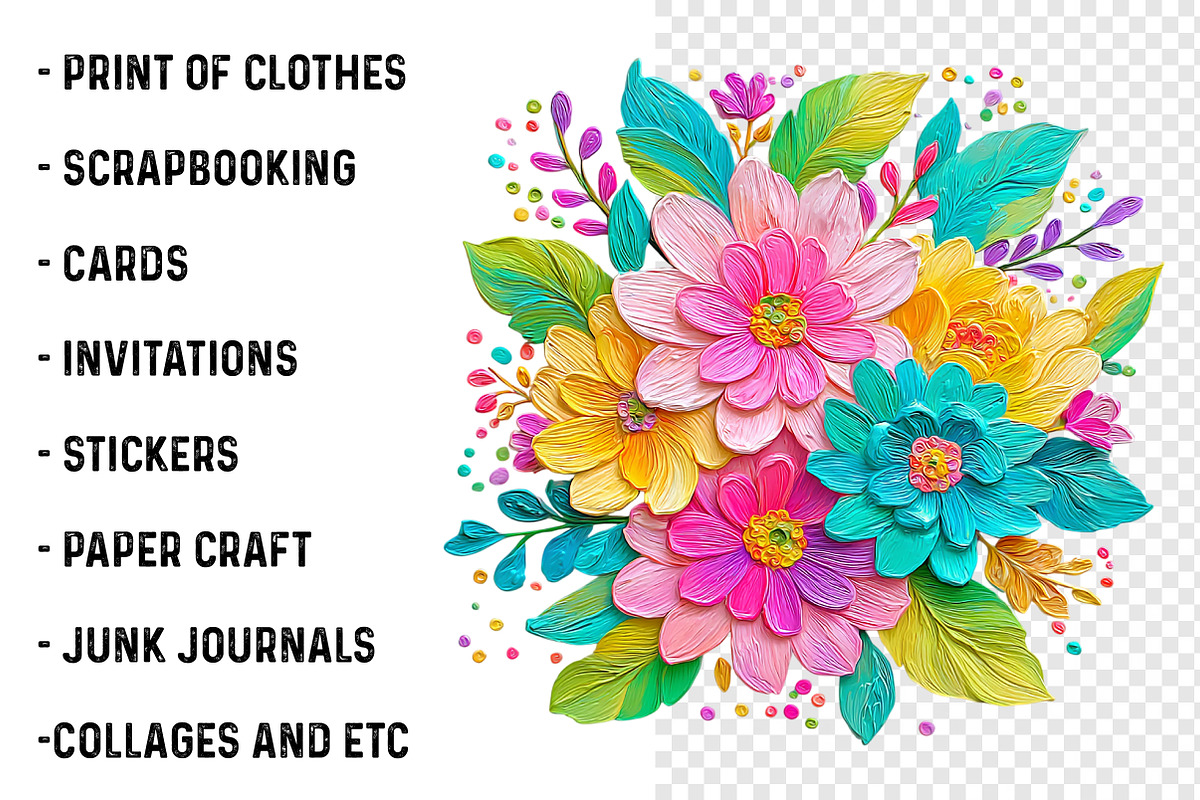 Watercolor Brushstroke Flowers PNG, an Illustration by SinaCreation (Photo 5 of 6)