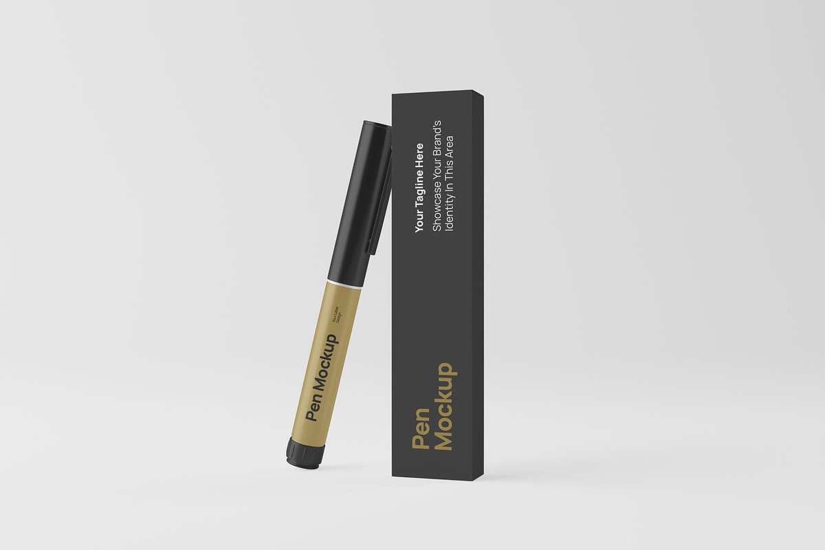 Pen With Box Mockup, a Pens & Pencil Mockup by graphicook (Photo 2 of 4)