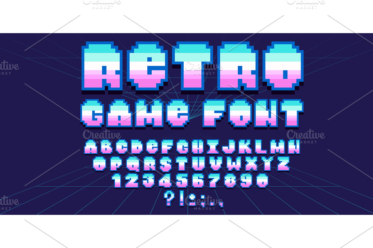 Retro game pixel typography, a Technology Illustration by art PVP - market