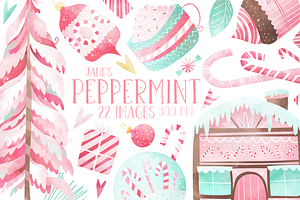 Watercolor Peppermint Clipart
