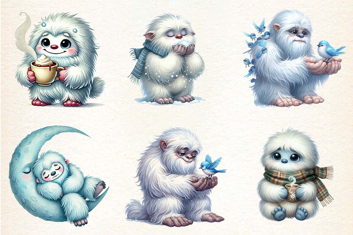 Cute Yeti Digital Clipart, an Illustration by DreamArtGraphic (Photo 4 of 4)
