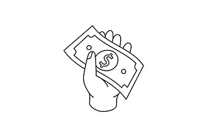 A hand holding a dollar sign outline, an Object Illustration by GraphiShop