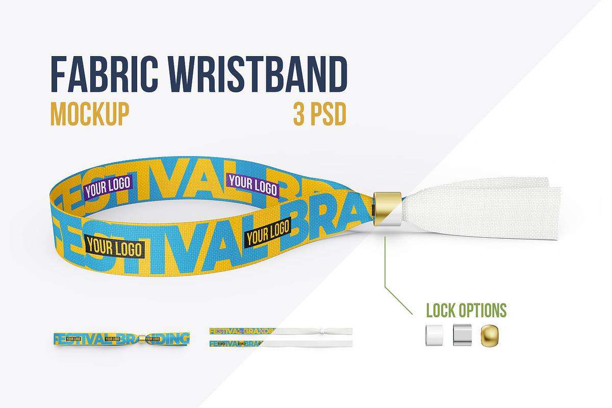 Fabric Wristband Mockup 350x15mm, an Apparel Mockup by easymock (Photo 1 of 8)
