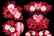 Red Valentines Day bouquets 12 PNG, a Decorative Illustration by KarinkaBU (Thumbnail 5 of 5)