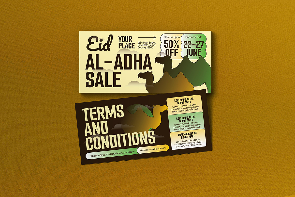 Beige Brown Bold Eid Al Adha Voucher, a Card Template by graphicook (Photo 1 of 3)
