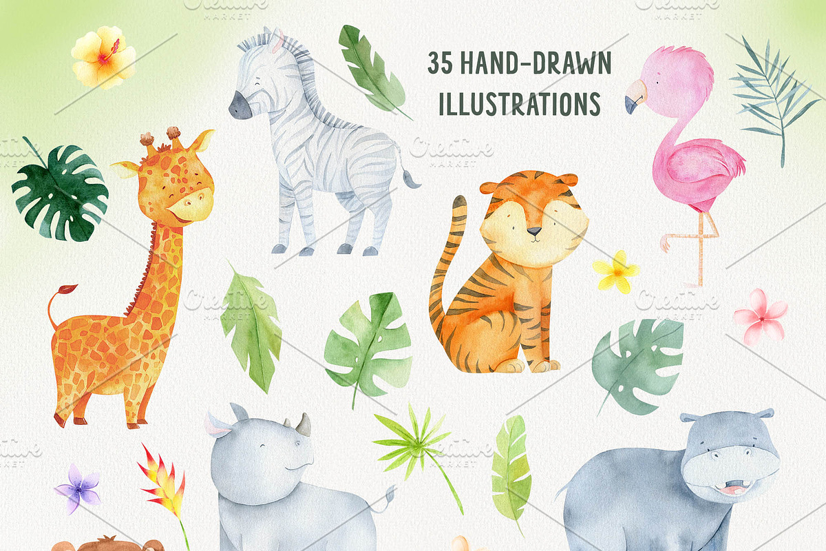 Cute Baby Animals Bundle 70% OFF, an Animal Illustration by Watercolor ...
