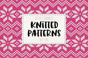 Set of 7 knitted seamless patterns