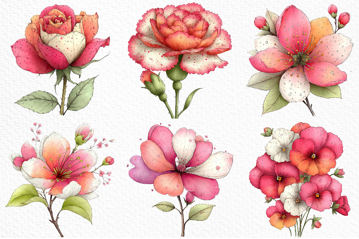 Whimsical Spring Flower Clipart, an Illustration by Craft Nest (Photo 3 of 11)