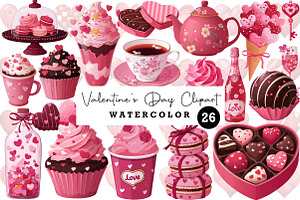 Watercolor Valentine's Day Clipart, an Illustration by CreationArt