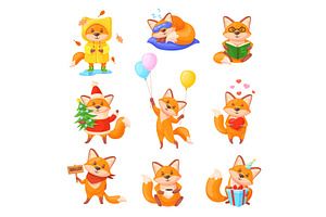 Red fox characters. Cartoon cute, an Animal Illustration by Stock-Smart-Start