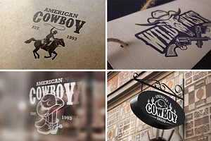 Set Of Vintage Cowboy Emblems.