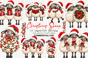 Whimsical Christmas Sheep Clipart, a Seasonal Illustration by fashionaddict (Thumbnail 1 of 11)