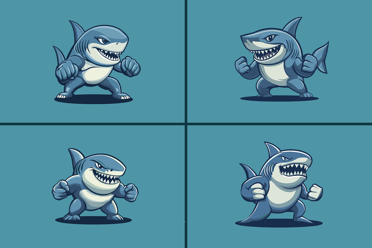 Shark Brawl: Fighting Mascot Logos, a Branding & Logo Template by Xoovion