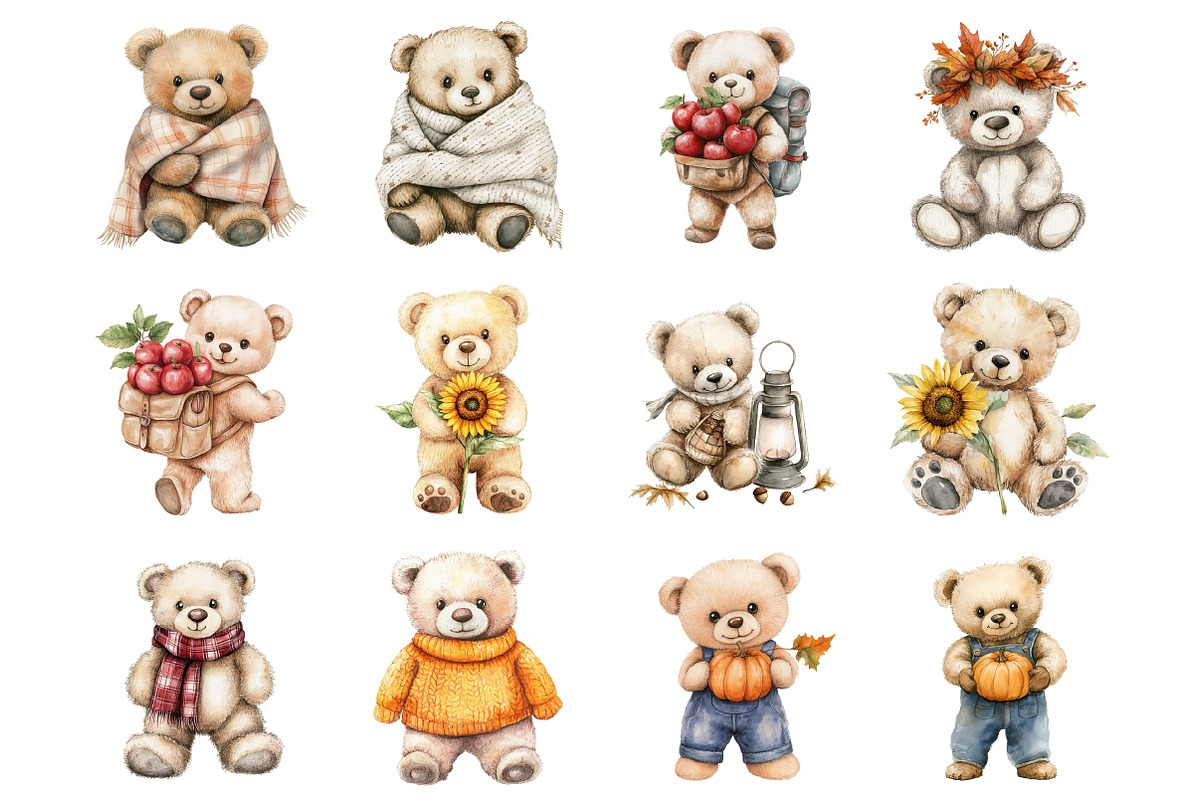 Autumn Fall Teddy Bear, an Illustration by Design Market (Photo 3 of 4)