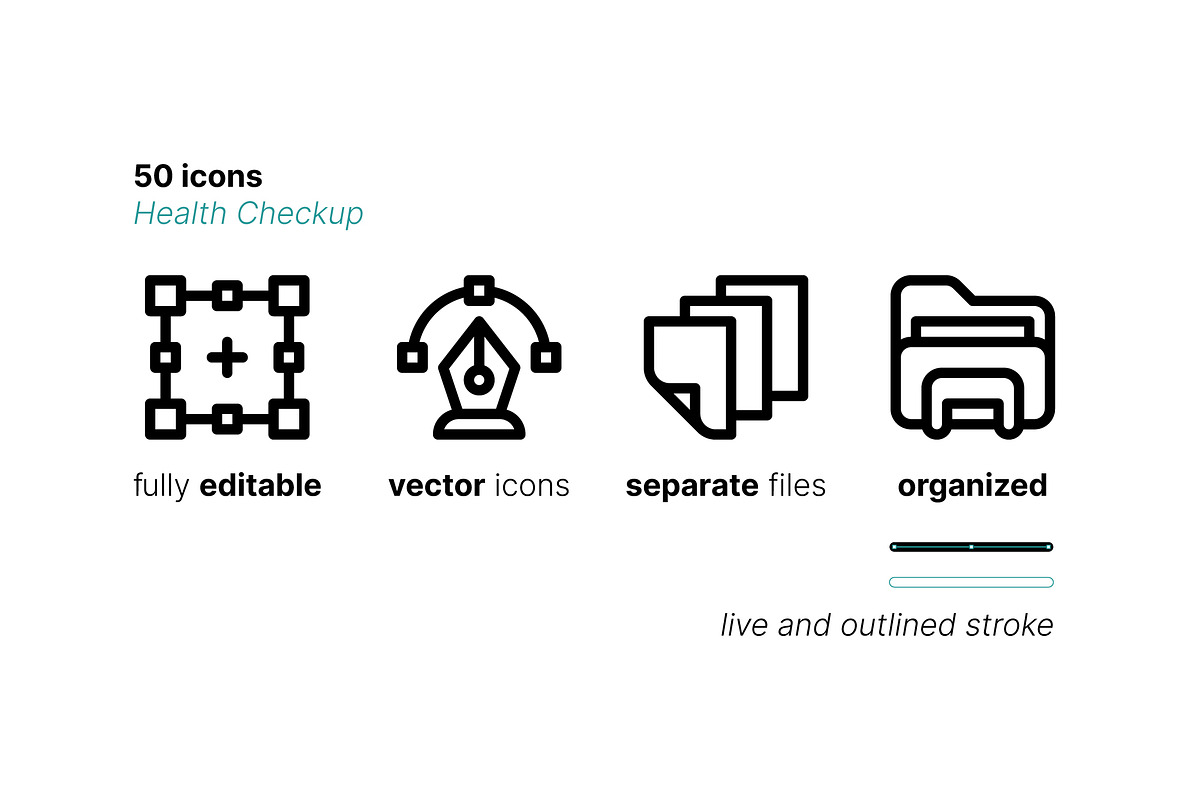 50 Health Checkup icons, an Outline Icon by Side Project (Photo 4 of 8)