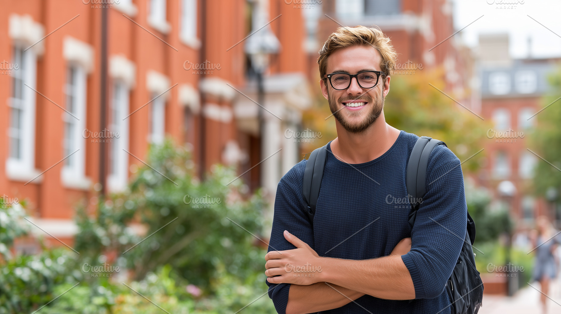 Smiling male student with glasses, a School & Education Photo by MistyDay