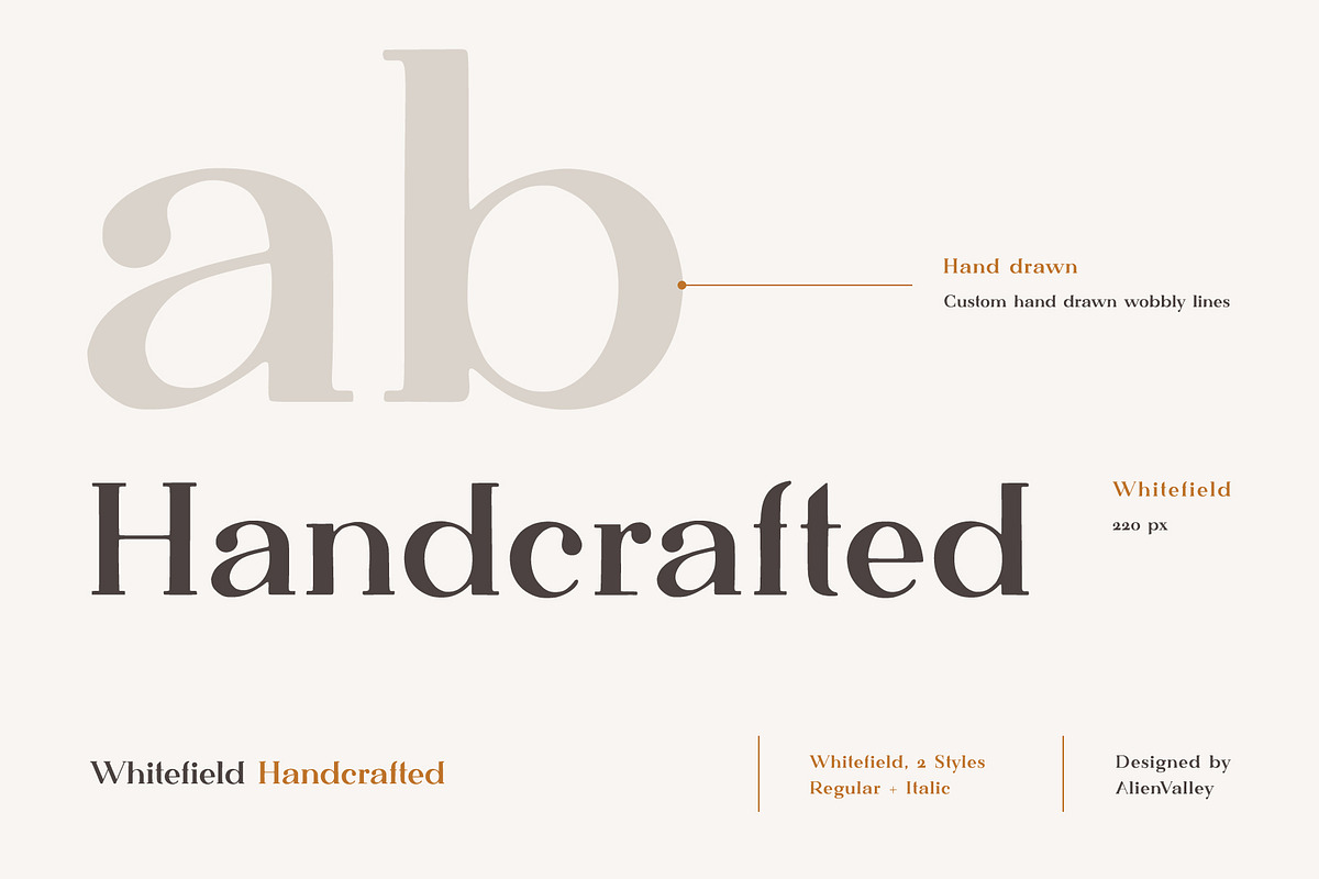 Whitefield - Handcrafted Serif, a Serif Font by AlienValley (Photo 2 of 8)