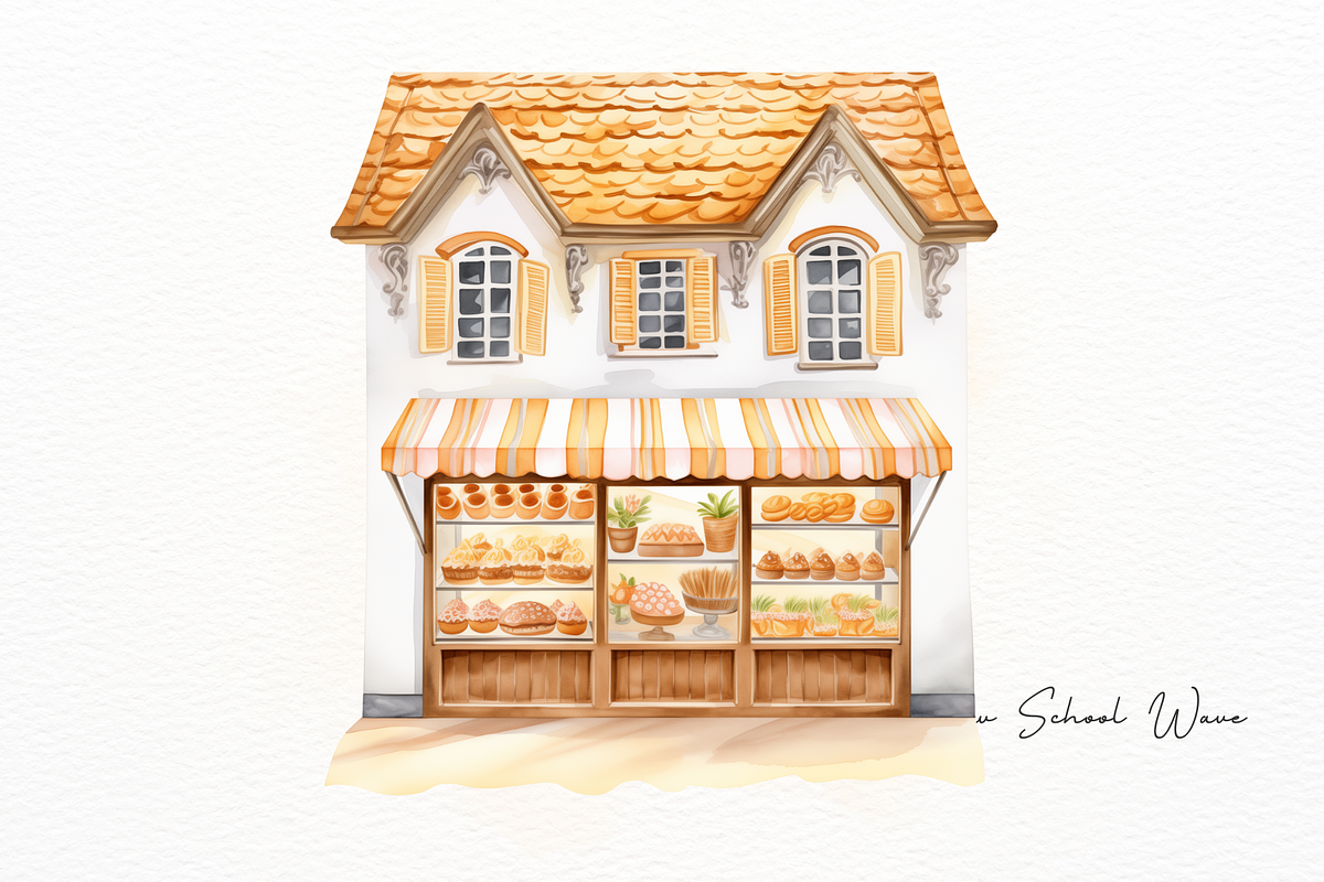 Bakery Storefront Watercolor Clipart, a Work Illustration by New-School-Wave (Photo 2 of 5)