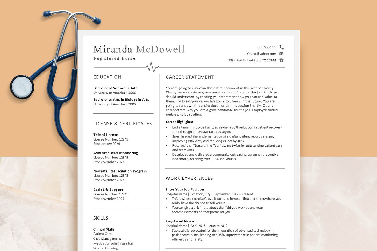 Professional RN Resume, a Resume Template by VictoriousVita (Photo 1 of 8)