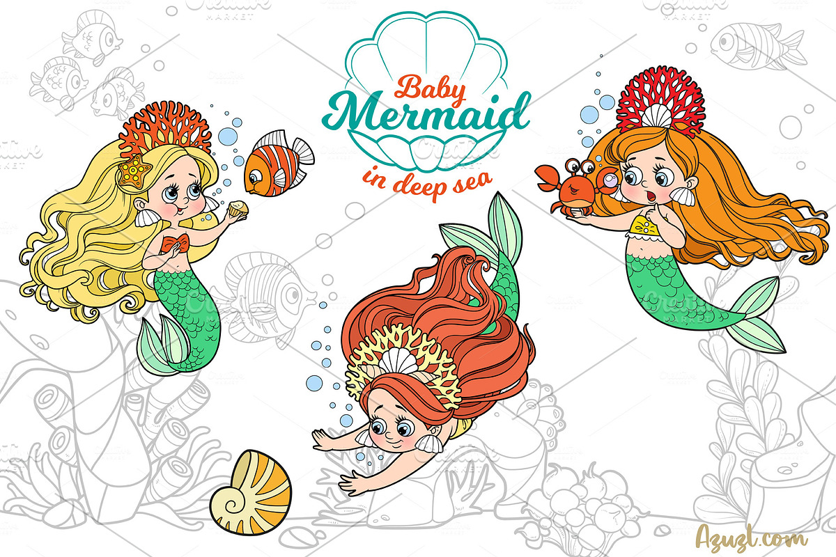 Baby mermaid in deep sea, an Illustration by Azuzlikus (Photo 2 of 11)