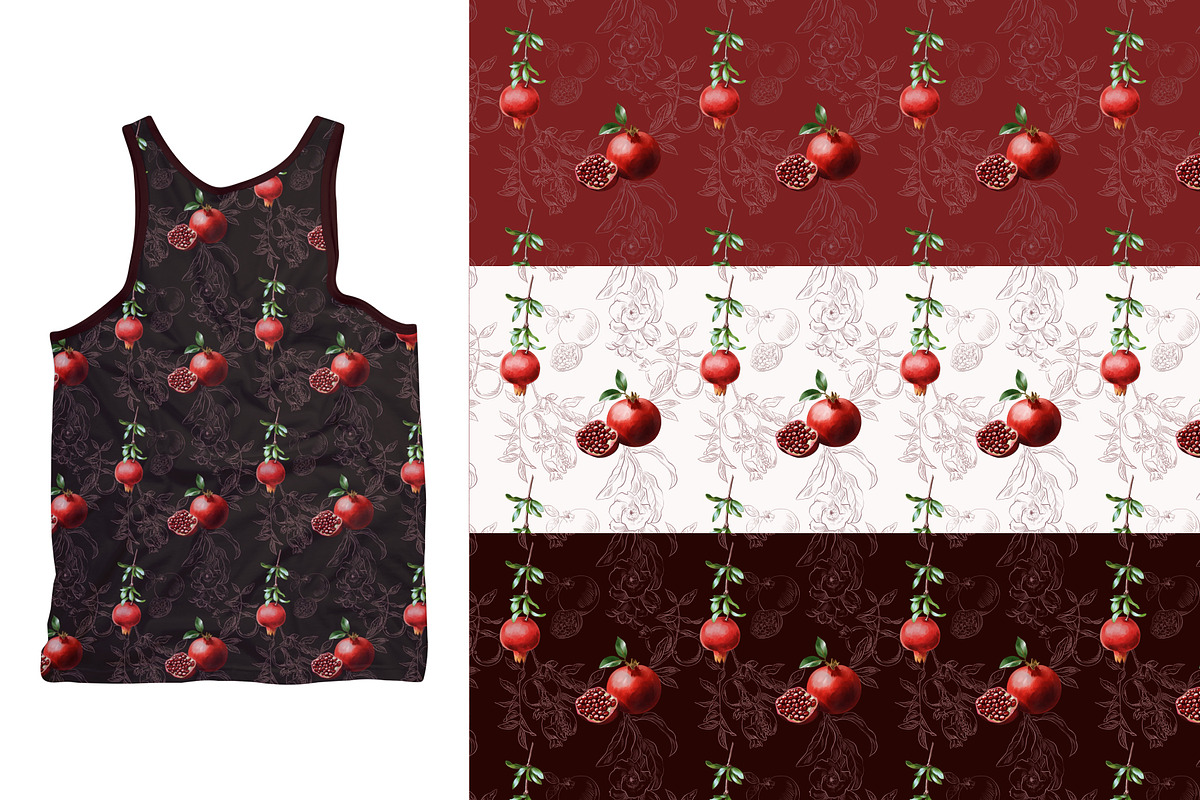 Pomegranate Watercolor Patterns, an Illustration by IrynaPanashii (Photo 10 of 12)