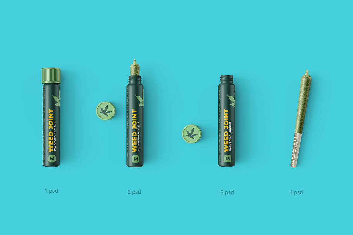 Weed Joint Pre-Roll Tubes 4 PSD, a Cups & Container Mockup by easymock (Photo 2 of 12)