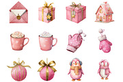Pink Christmas Sublimation Clipart, an Illustration by Designking (Thumbnail 2 of 4)