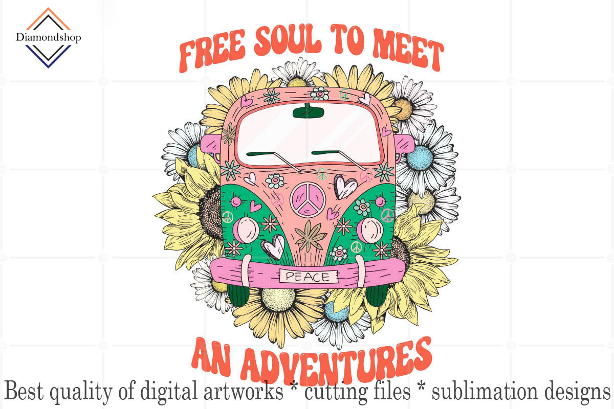 Hippie Sublimation Designs Bundle, an Illustration by DiamondShop (Photo 5 of 11)