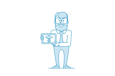 Happy man holding certificate