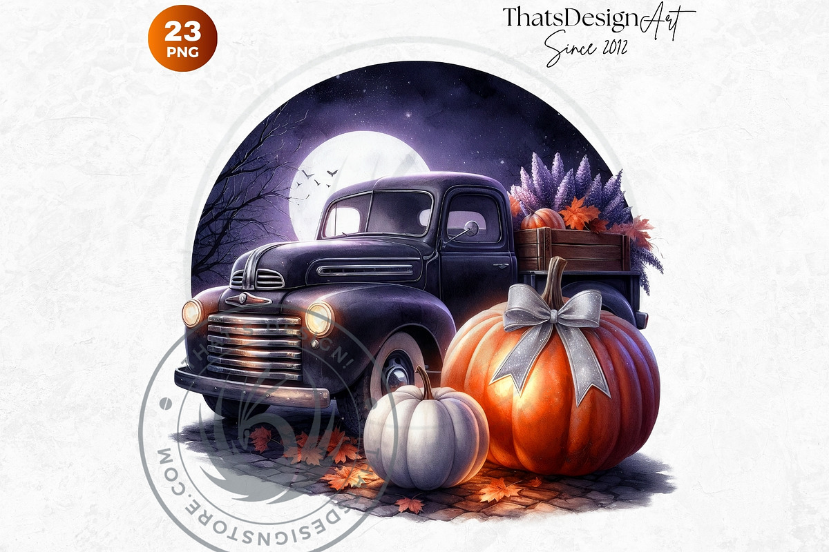 Fall trucks with pumpkins PNG, a Seasonal Illustration by ThatsDesignArt (Photo 10 of 10)