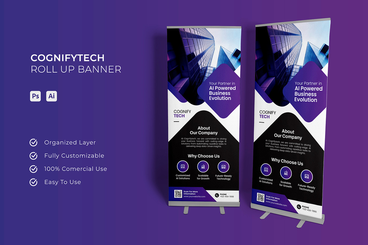 Cognifytech - Roll Up Banner, a Print Template by Esensifiksi.studio (Photo 1 of 2)