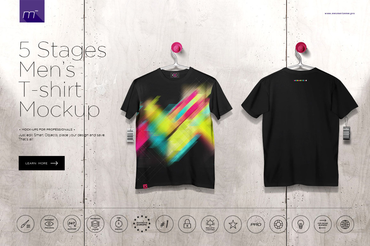 Men's T-shirt On 5 Stages Mock-up, a Hoody Mockup by Mocca Mockups Store (Photo 69 of 69)